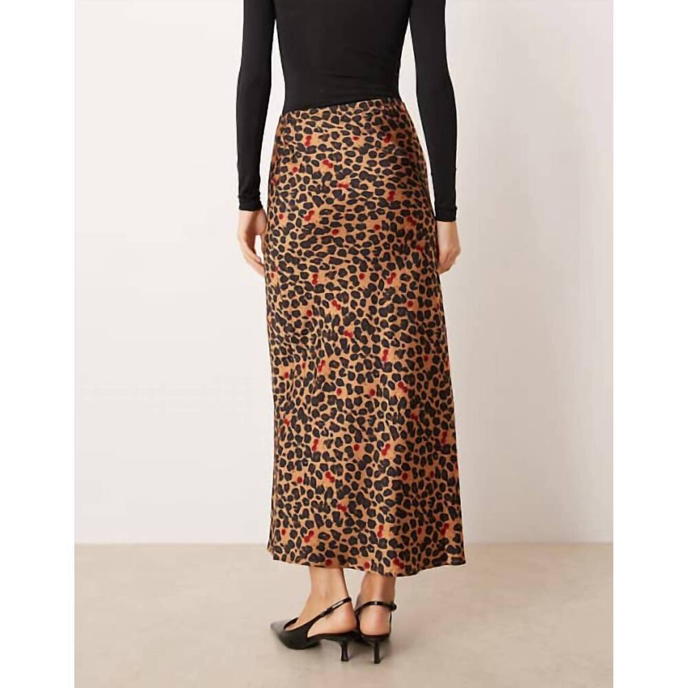 NEW NEVER FULLY DRESSED dorris satin maxi skirt in leopard cherry - Picture 4 of 7
